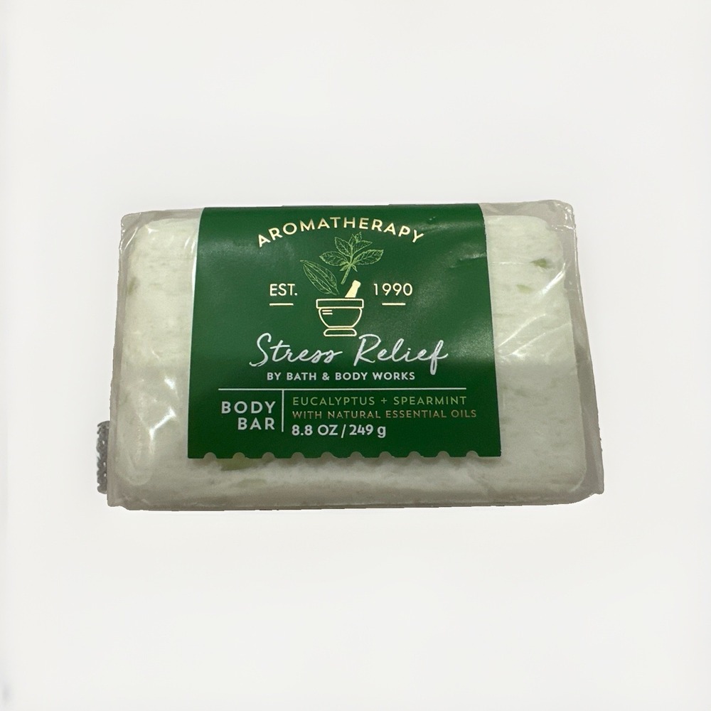 Bath & Body Works Stress Relief Bar Soap Eucalyptus‎ Spearmint 8.8oz NOS